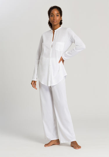 77956 Cotton Deluxe L/Slv Btt Front Pajama - 101 White